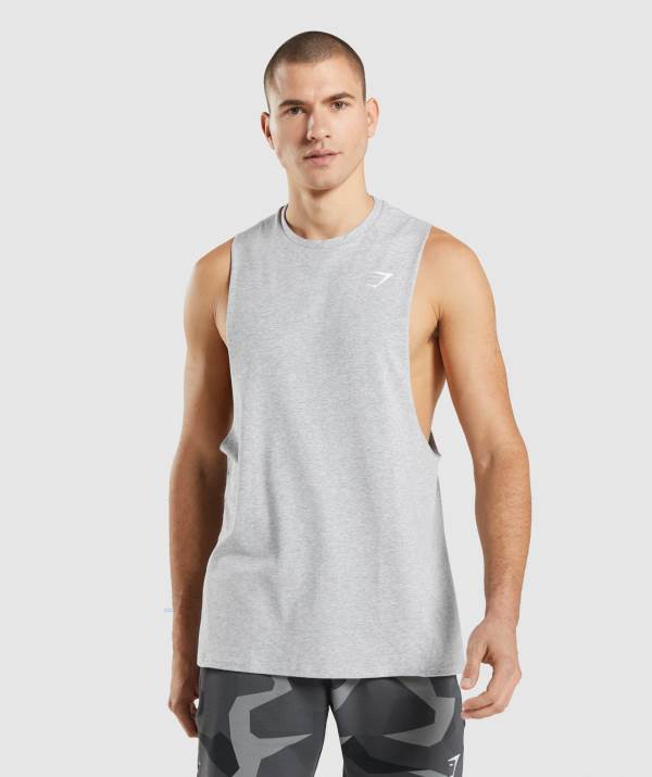 Panske Tielko Gymshark Critical 2.0 Drop Arm Svetlo Siva | PM9427386